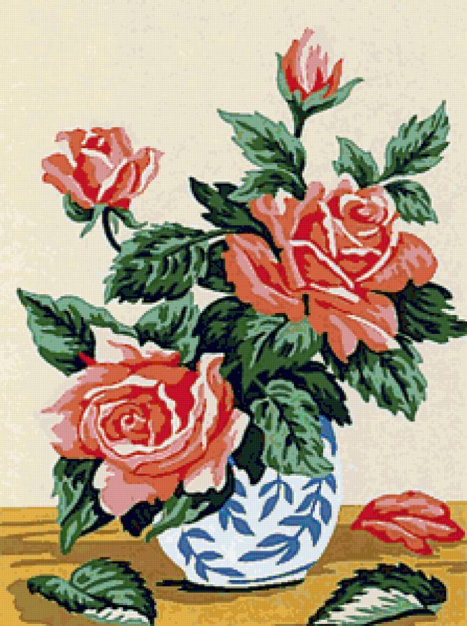 №92302 - букет, ваза, цветы, розы - предпросмотр