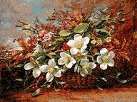 Натюрморт "Корзина с цветами" - цветы, корзина, жасмин, натюрморт - оригинал