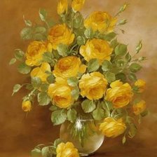 Оригинал схемы вышивки «Натюрморт с желтыми розами» (№93182)