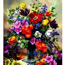 Оригинал схемы вышивки «цветы в вазе» (№93872)