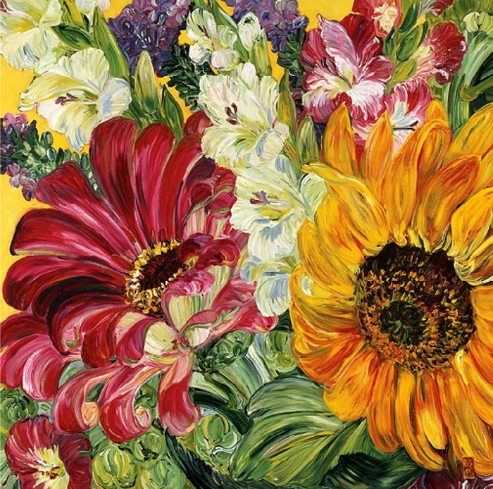 серия "яркие краски" - цветы, подушка - оригинал