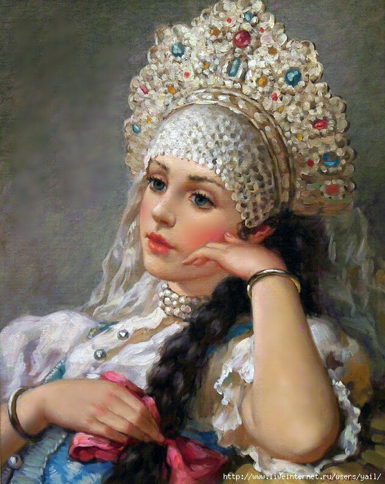 Русская красавица - девушка, женский портрет, женщина, русская красавица, кокошник - оригинал