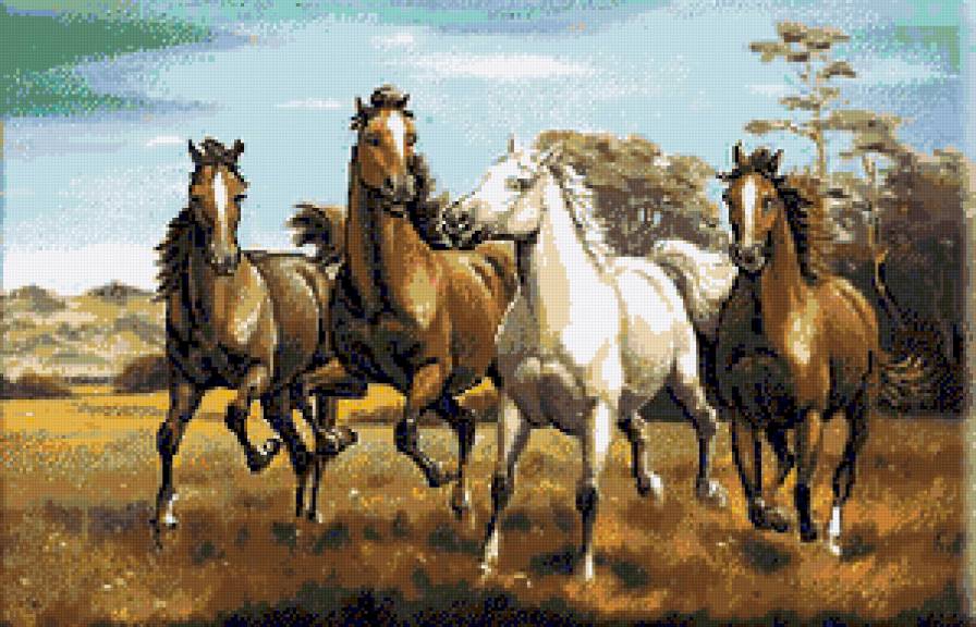 №95014 - животные, лошади, пейзаж - предпросмотр