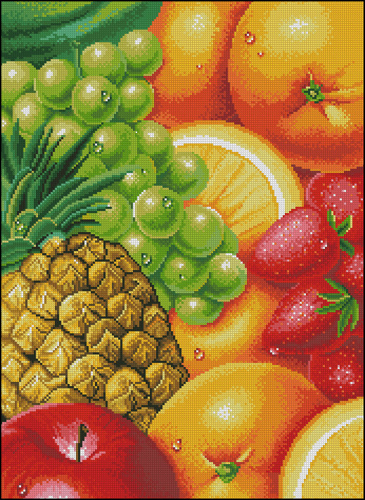 натюрморт - клубника, виноград, фрукты, ананас, на кухню, апельсины - оригинал