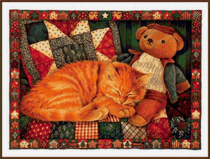 рыжий кот в деревне - деревня, кот, подушка, игрушка, спит, рыжий - предпросмотр