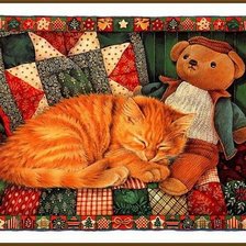 Оригинал схемы вышивки «рыжий кот в деревне» (№95565)