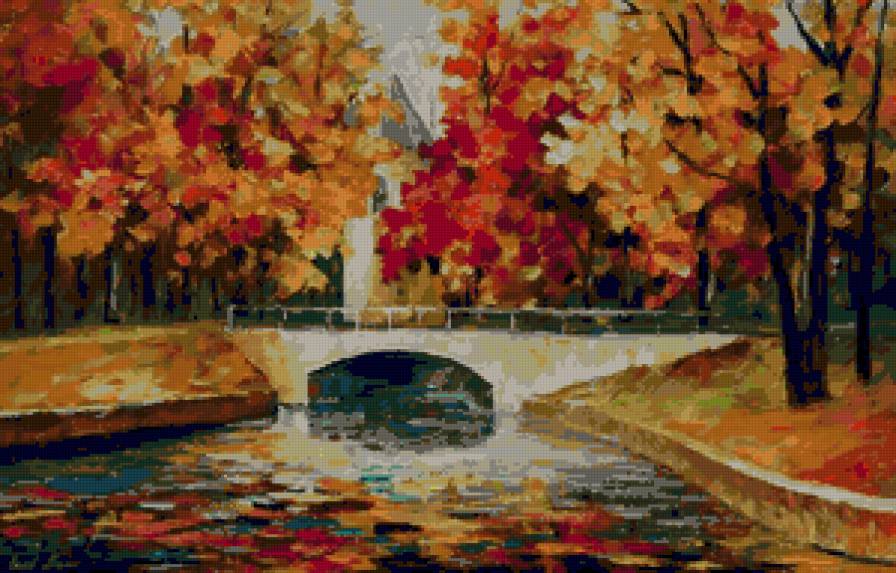 Осенний мостик - пейзаж, мостик, осень, река, парк - предпросмотр