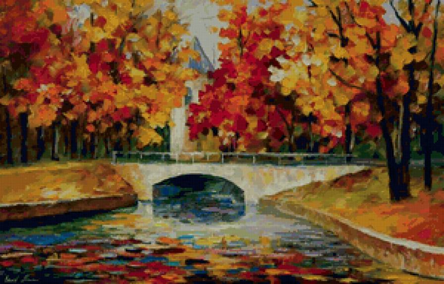 Осенний мостик - парк, река, осень, мостик, пейзаж - предпросмотр