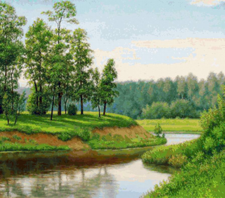 Пейзаж - пейзаж, зелень, река, лес, речка, природа, лето, вода - предпросмотр