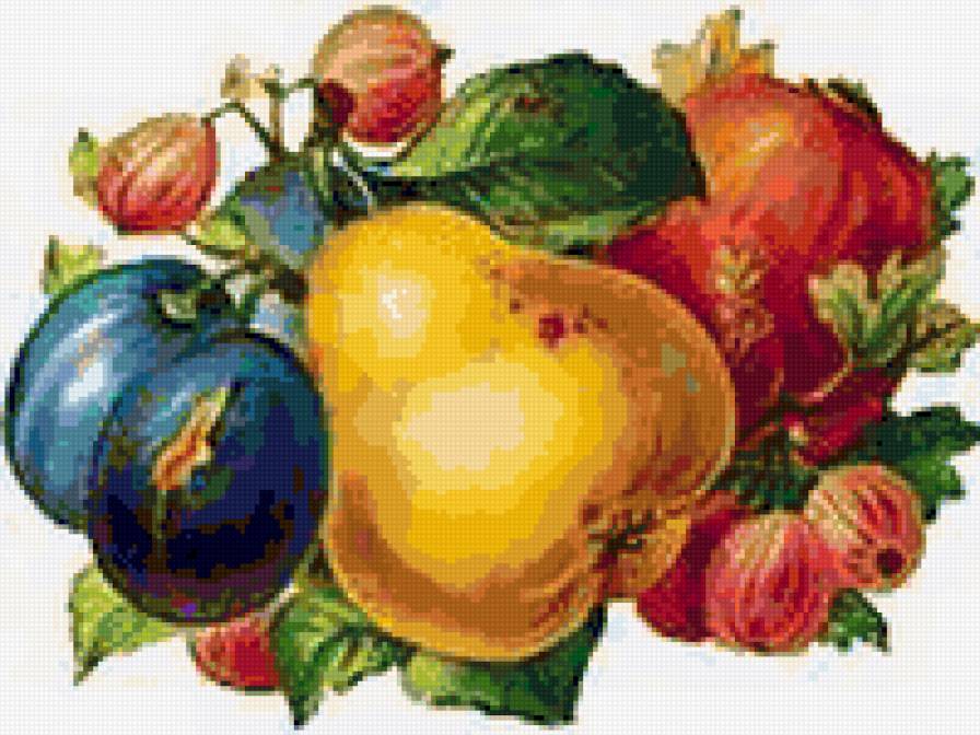 Фрукты - ягоды, для кухни, кухонная тема, груша, сливы, фрукты - предпросмотр