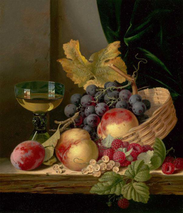 Натюрморт - персики, виноград, натюрморт, фрукты, вино - оригинал