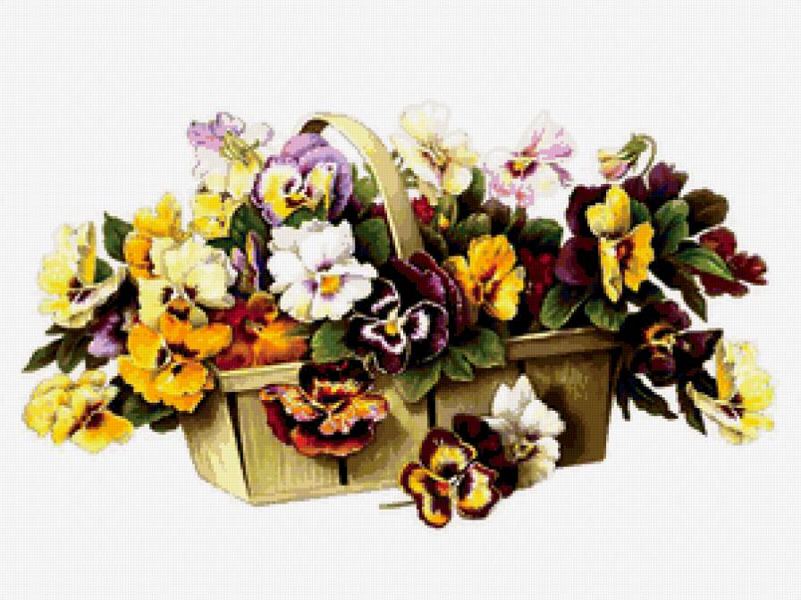 "анютки" в корзинке - цветы, корзинка, анютины глазки - предпросмотр