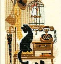 Оригинал схемы вышивки «Кот в прихожей» (№97552)