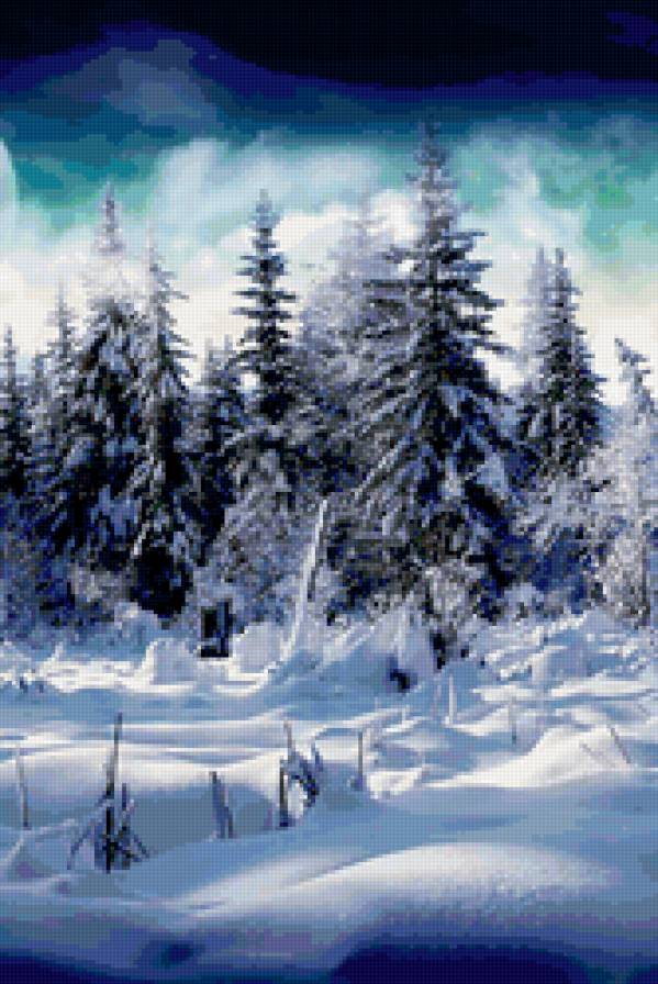 зимний лес - зима, снег, лес, пейзаж - предпросмотр