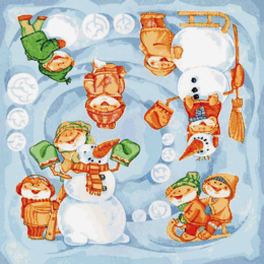 Зимняя подушка - новый год, новогодняя, зима, снеговик, подушка - предпросмотр