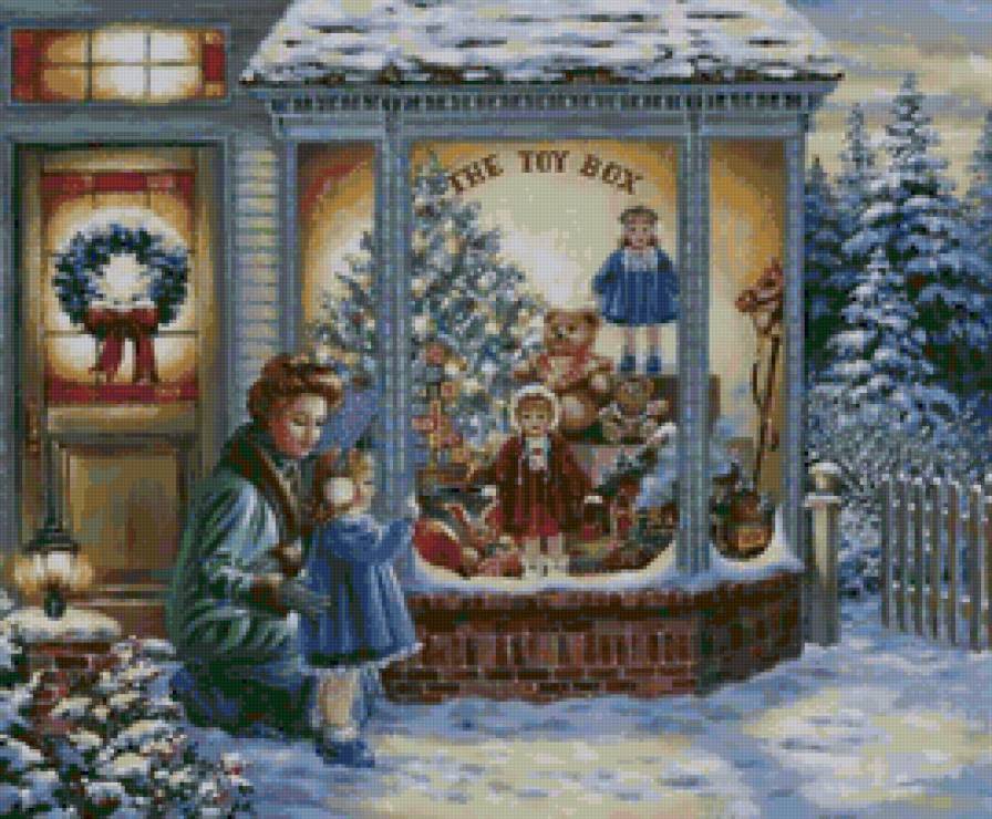 Рождество - новый год, рождество, картина, зима, люди - предпросмотр