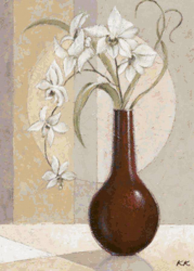 Орхидеи - орхидеи, ваза, натюрморт, цветы - предпросмотр