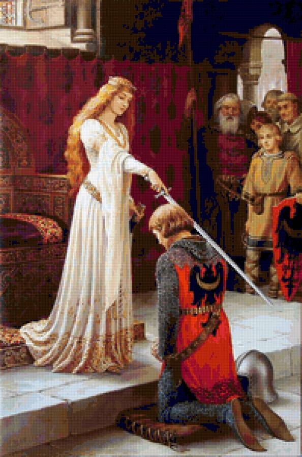 Посвящение в рыцари - рыцарь, принцесса, девушка - предпросмотр