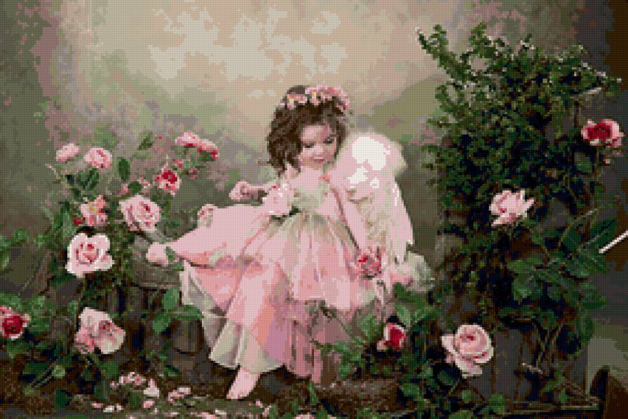 Маленькая принцесса - люди, девочка, принцесса, портрет, розы - предпросмотр