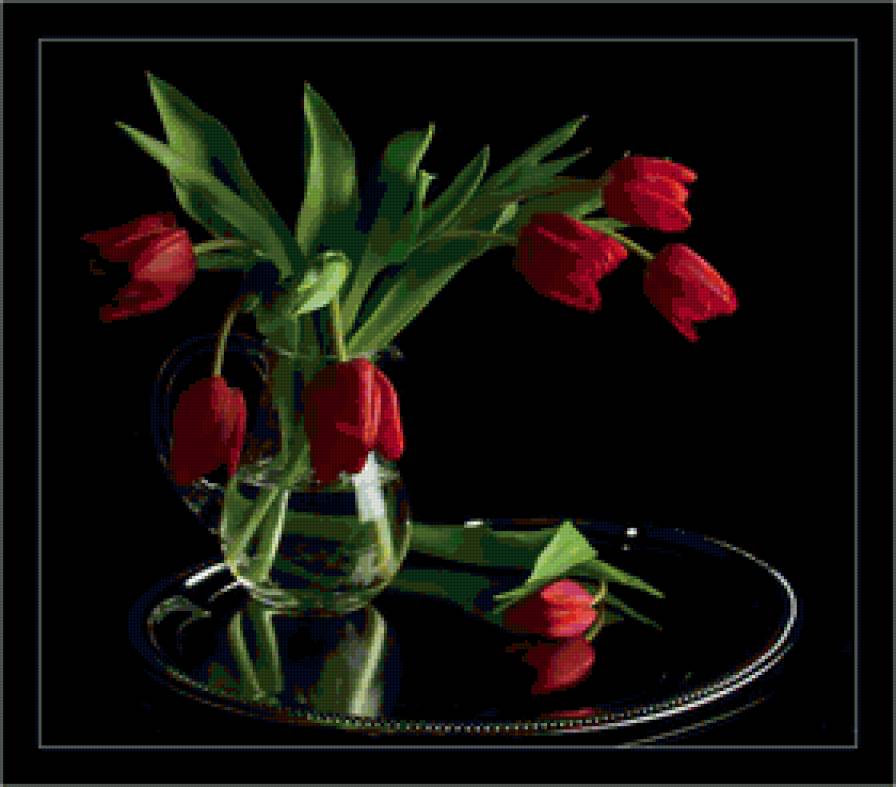 Красные тюльпаны - тюльпан, цветы - предпросмотр