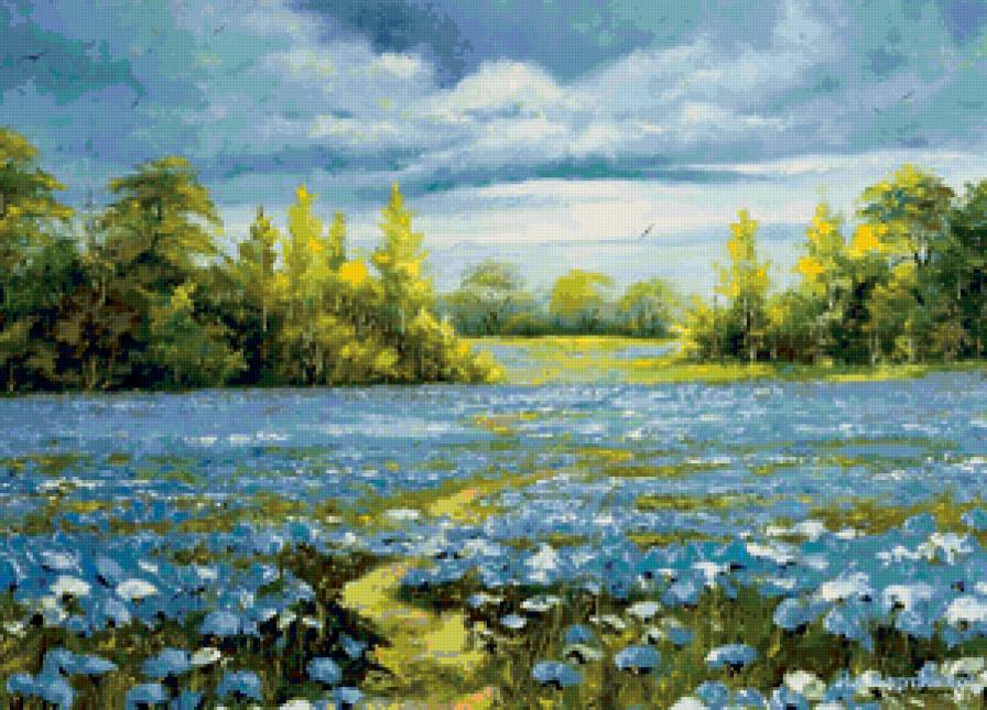 Васильковое море - цветы, природа. пейзаж - предпросмотр