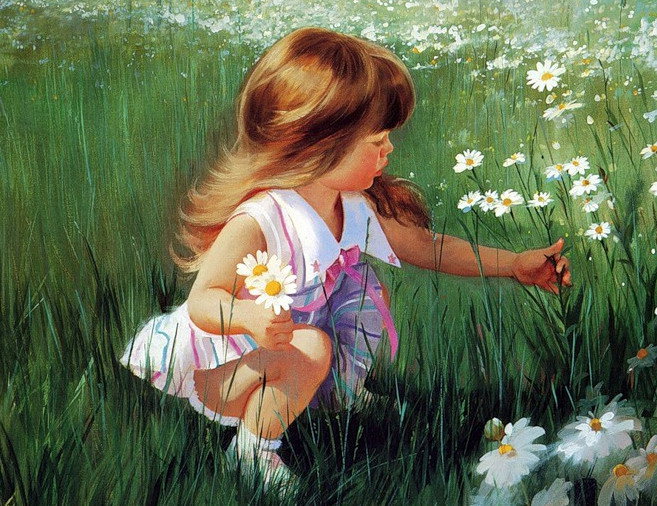 Девочка с ромашками - природа, дети, ромашки, ребенок, портрет, цветы, девочка - оригинал