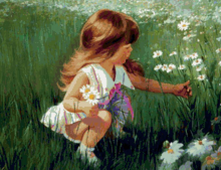 Девочка с ромашками - ромашки, природа, дети, ребенок, портрет, цветы, девочка - предпросмотр