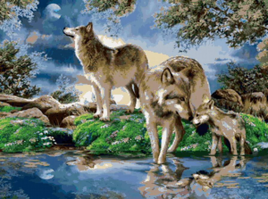 №104394 - животные, волк, природа, картина, живопись, искусство - предпросмотр