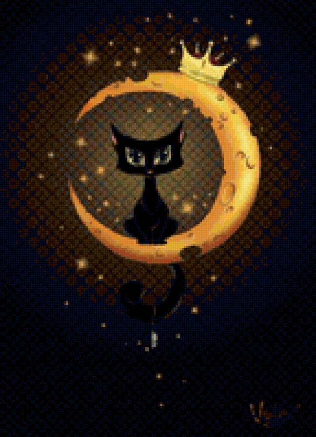 Сырная киса - кошка, кот, луна, картинка - предпросмотр