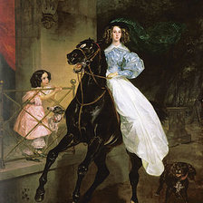 Схема вышивки «По картине художника. Дама на лошади.»