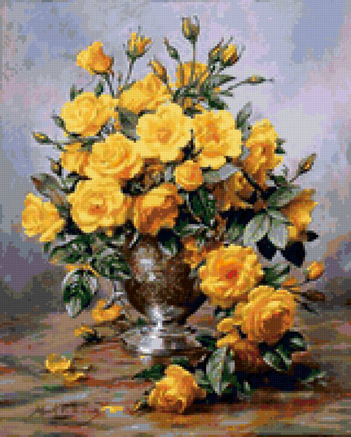 желтые розы - живопись, цветы - предпросмотр