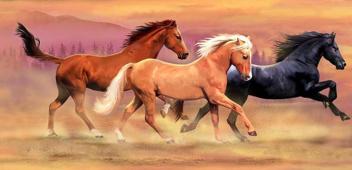 лошади - картина, лошади, животные - оригинал