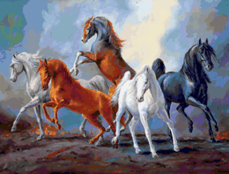 №105762 - животные, лошади, пейзаж - предпросмотр