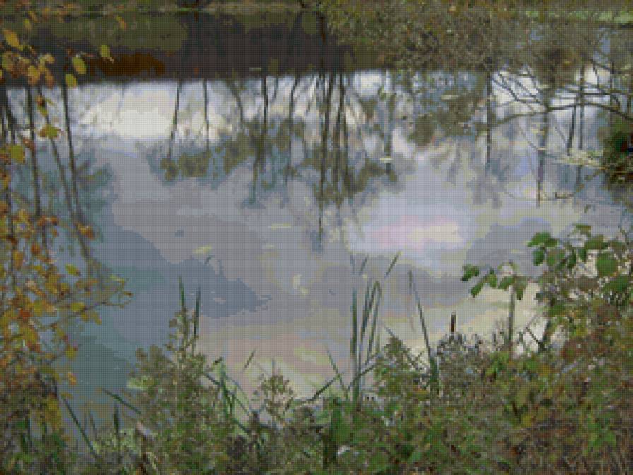 Осеннее отражение - отражение, вода, берег, озеро, осень - предпросмотр