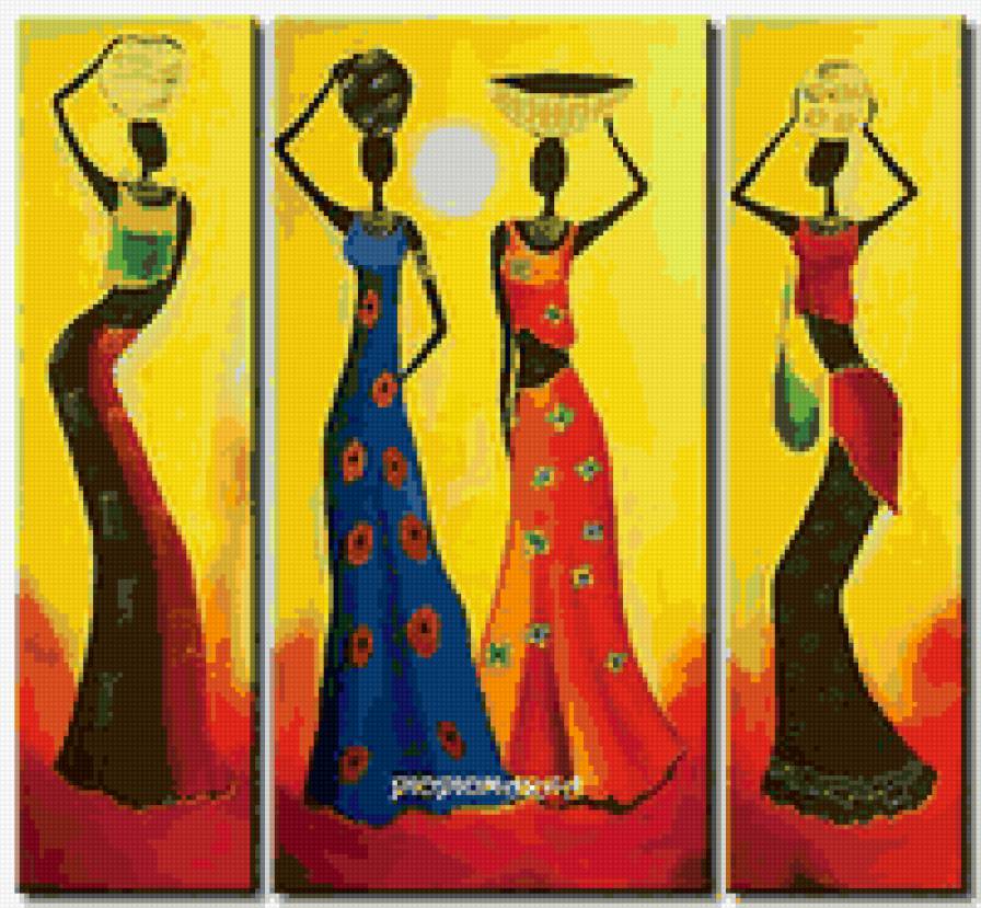 Триптих Африканские Женщины - африка, триптих - предпросмотр