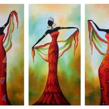 Оригинал схемы вышивки «Триптих Африканские Женщины в Танце» (№106520)