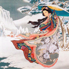 Оригинал схемы вышивки «японка зима» (№107215)