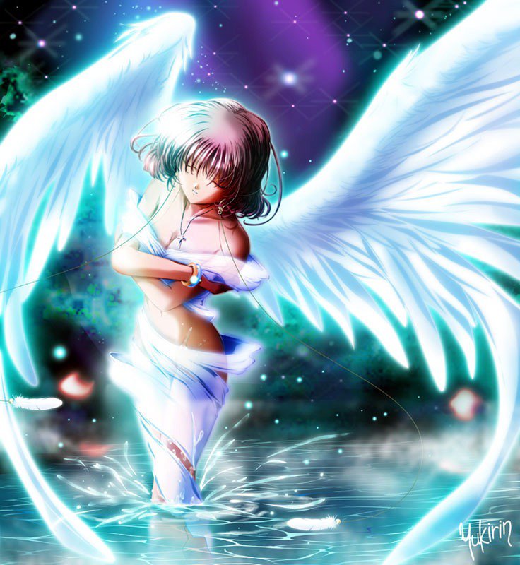 Ангел Аниме - девушка, аниме, крылья, ангел - оригинал