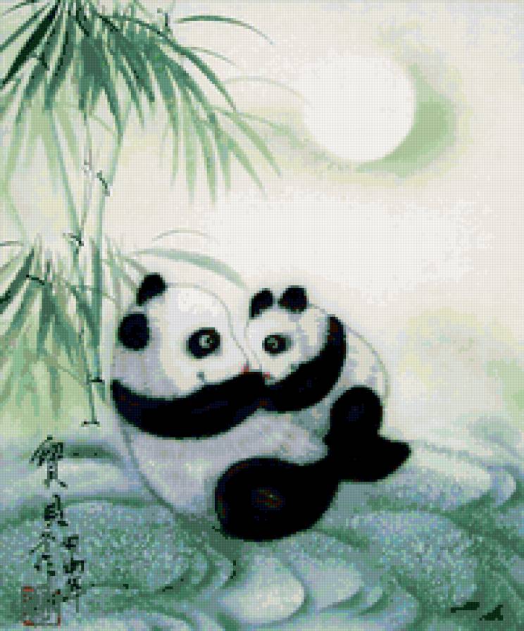 панды - медведи, панда, животные, китайская живопись - предпросмотр