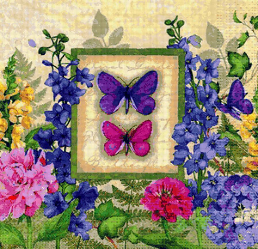 Цветы и бабочки - лето, цветок, природа, цветы и бабочки, бабочка, дельфиниум - предпросмотр