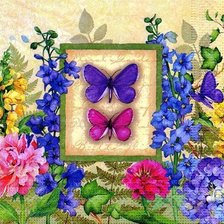 Оригинал схемы вышивки «Цветы и бабочки» (№108677)