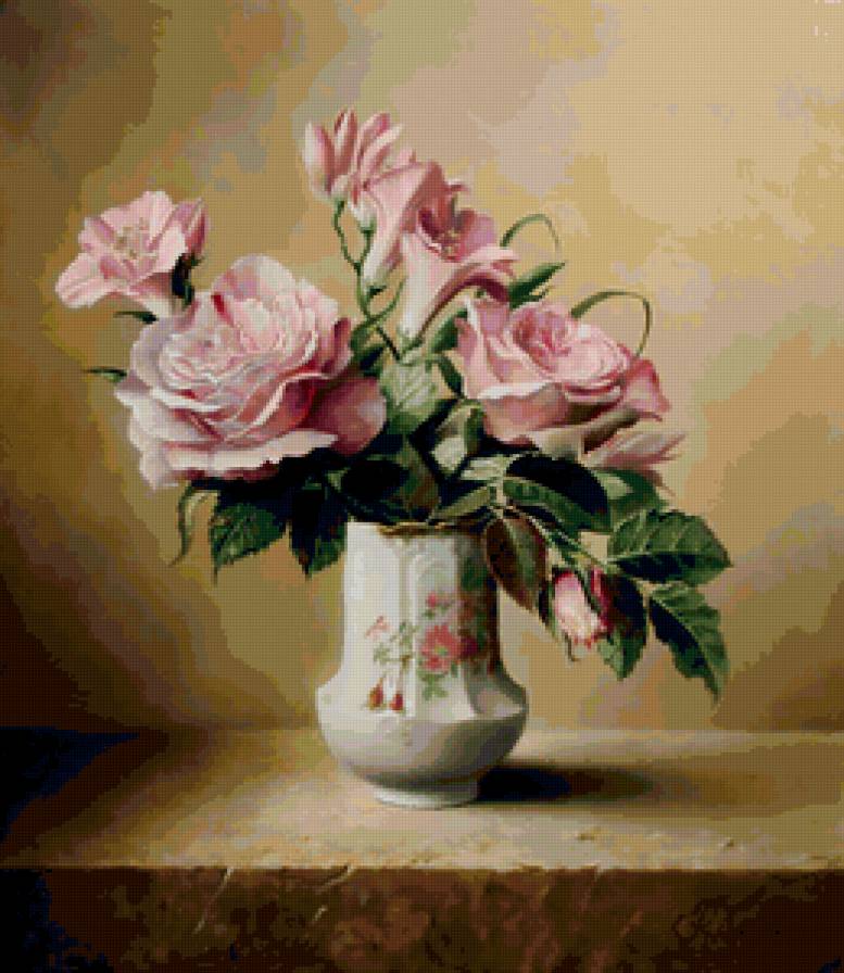 Букет - букет, цветы в вазе, розы, натюрморт - предпросмотр