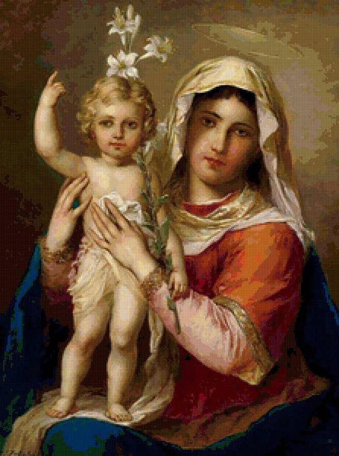 Мадонна с младенцем 2 - ребенок, девушка, религия, картина - предпросмотр