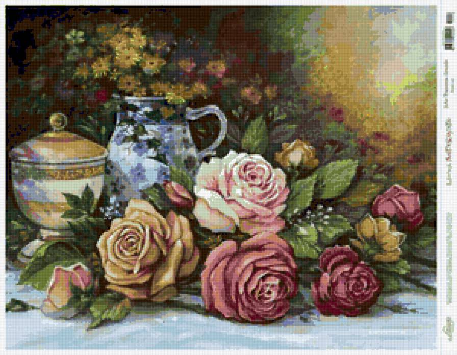 №109596 - розы, ваза, букет, цветы - предпросмотр