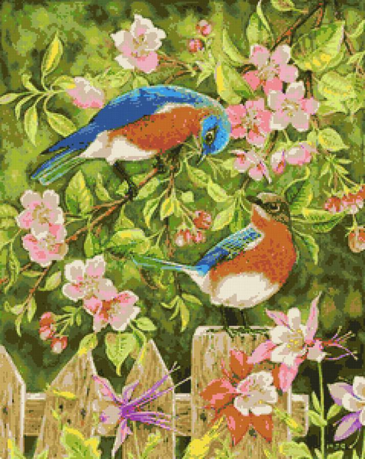 Серия "Птицы" - цветы, птицы, пейзаж - предпросмотр