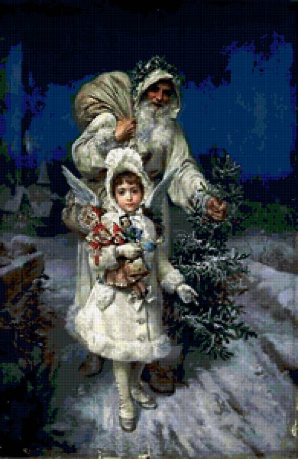 Дед мороз и снегурочка - рождество, елка, новый год - предпросмотр