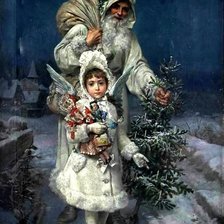 Оригинал схемы вышивки «Дед мороз и снегурочка» (№110216)