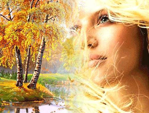 Осенние миражи - картина, красота, осень, мираж, природа, девушка - оригинал