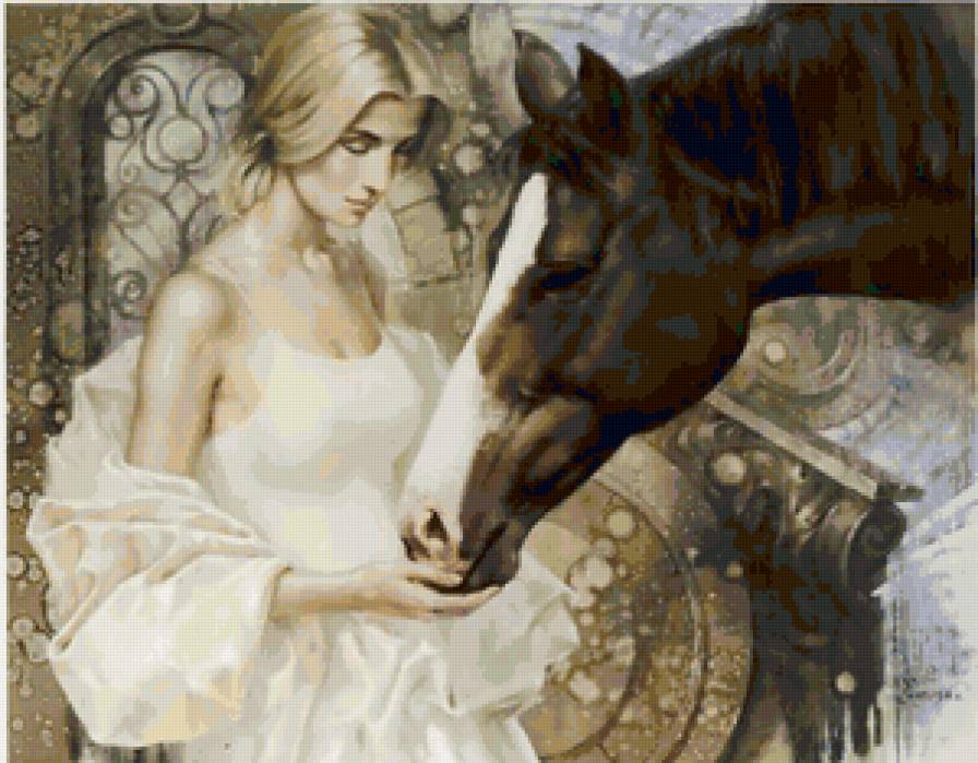 Девушка и лошадь - девушка, конь, лошадь - предпросмотр