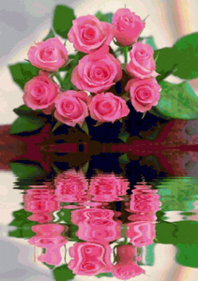 Розочки с отражением в воде) - розочки, розы, букетик, цветы, букет, flowers - предпросмотр